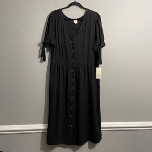 205 Collins Women's 2X Black Tiered Dress Flowy Casual Midi Plus Size